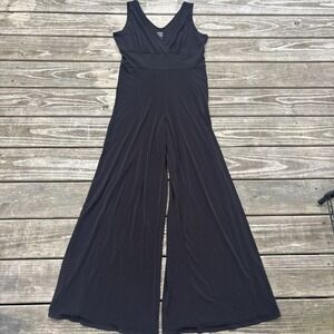 CLARA SUN WOO Signature V-Neck Sleeveless Black Wide Leg Jumpsuit WOMEN'S L